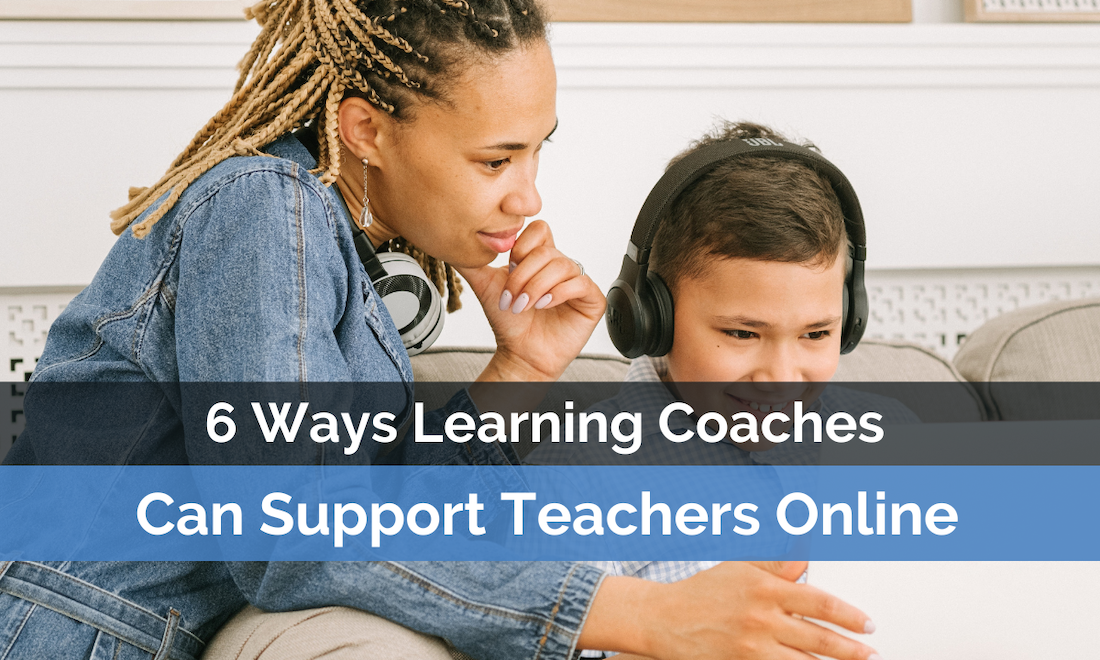 mom helping her son learn online as a learning coach